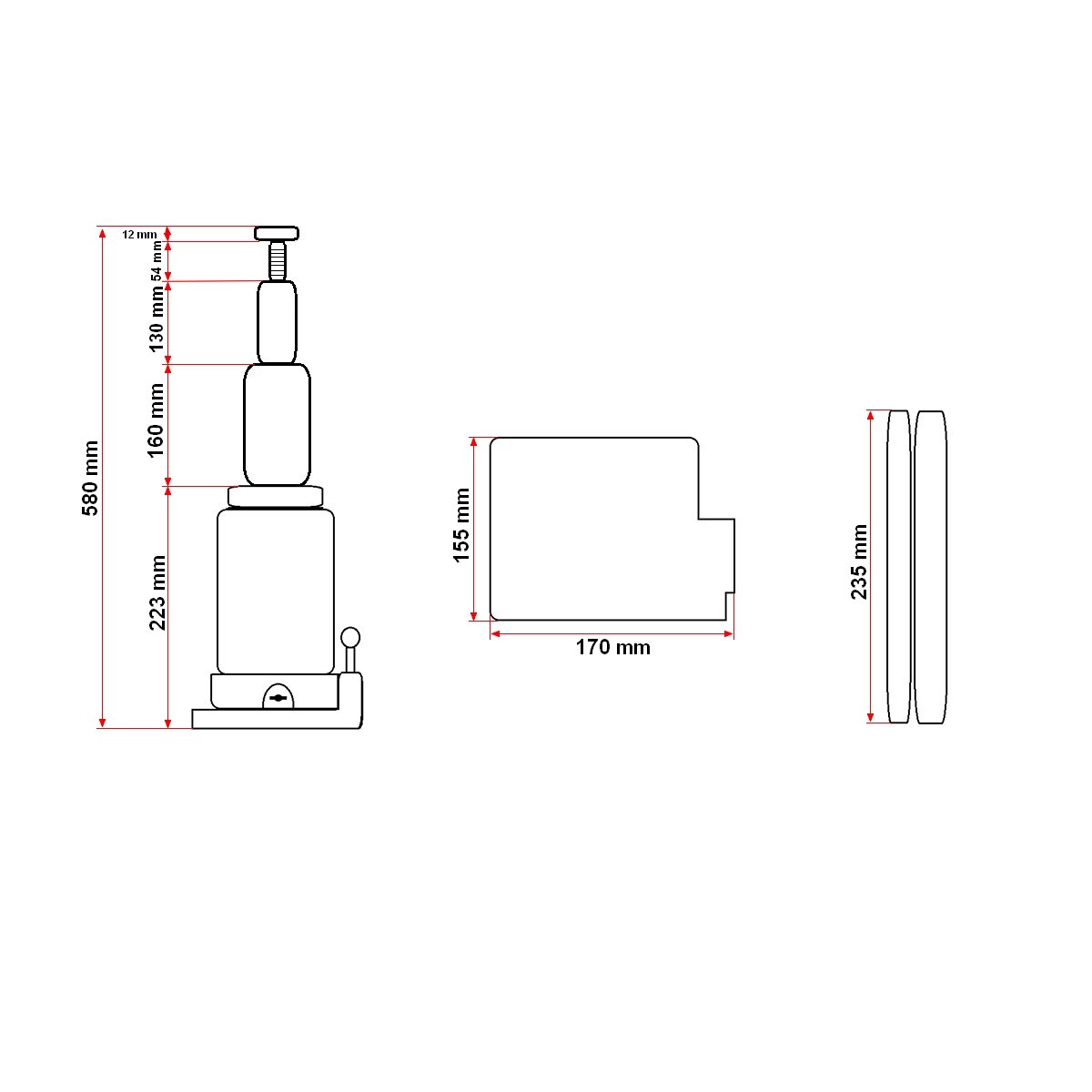 Cric hidraulic cu piston dublu 20 tone 235mm